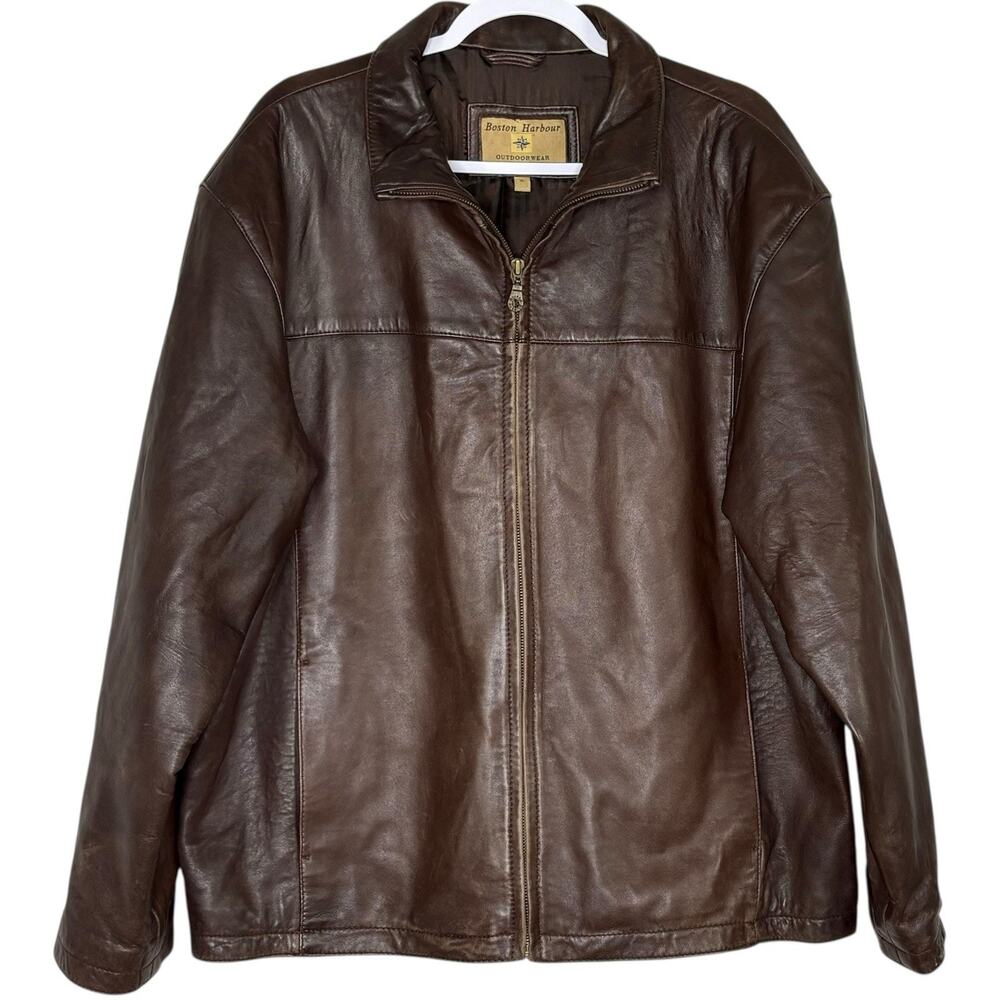 Vintage 90s Y2K Mens XL Genuine Leather Chore Coat Barn Jacket Brown